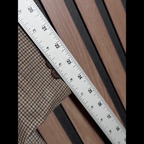 Lauren Ralph Lauren Jacket 40R Beige Houndstooth 2 Button Blazer Coat Silk Wool - Picture 7 of 10